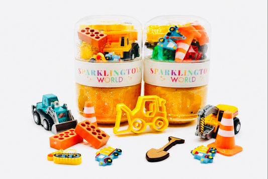 Construction On-The-Go Playdough Jar | Portable Kids Sensory Kit